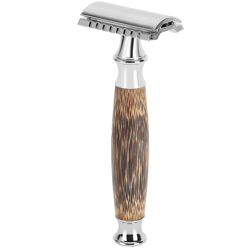 Professional Men Bamboo Handle Manual Shaver Portable Beard Body Hair