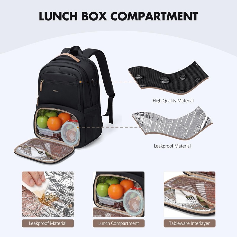MDODO Lunch Backpack for Women Men,15.6Inch Insulated Cooler Lunch Box