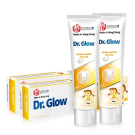 Dr. Glow Kids Toothpaste Cavity Repair Toothpaste, Hydroxyapatite Toothpaste Fluoride Free, Tooth Repair Remineralizing Toddler Toothpaste, Kids Enamel Repair Tooth Decay Treatment Fruity 2 Tubes