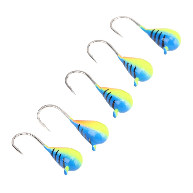 5 Pcs Ice Fishing Jigs Kit High Carbon Steel Ice