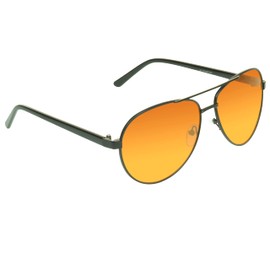 proSPORT Blue Light Blocker Aviator Glasses Black Metal Frame Sleep Better Computer Screen Orange Amber Lens Anti Migraine CHIPPER Spring Hinge