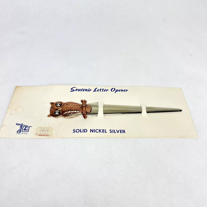 Vintage COPPER & NICKEL SILVER OWL Letter Opener NEW ON