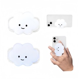 Yuibthr Phone Grip Cute 2D Cloud Shape Collapsible Expandable, Smartphone Tablet Cell Phone Grip Stand Holder, 2 Pack (White+Blue)