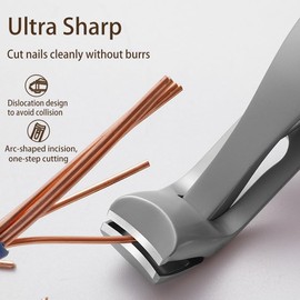 Boriad Professional Toenail Clippers for Thick Nails - Wide Jaw & Angled Head, Heavy Duty Nail Cutter for Seniors, Men & Women - Large Ergonomic Handle with Nail Catcher (Stainless Steel)