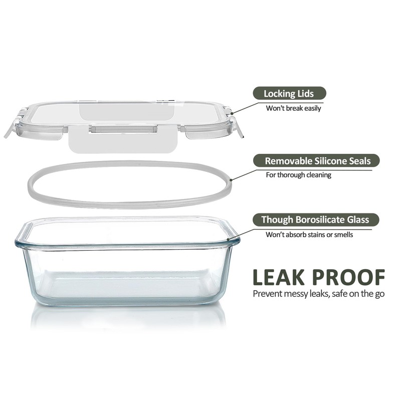 30 Pieces Glass Food Storage Containers with Upgraded Snap Locking