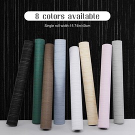 Qianglive Black Grasscloth Wallpaper Peel and Stick Wallpaper Texture Contact Paper 15.7"x120" Vintage Wallpaper Removable Waterproof Wall Paper for Room Walls Cabinets Furniture Drawers Desk