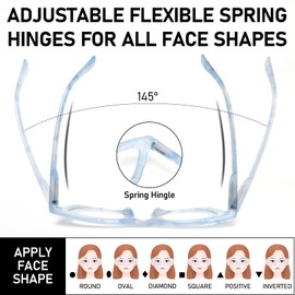 KoKoBin 2 Pack Oprah Style Reading Glasses for Women Blue Light Blocking, Cute Oversized Square Computer Readers Spring Hinge +3.00