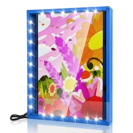 LuxRound Kids Art Frame with LED Light, Changeable Artwork Display & Storage Frame for Children, Kid's Pictures Frame, Wall-mounted & Tabletop Artwork Display Frame for Kids (Blue)