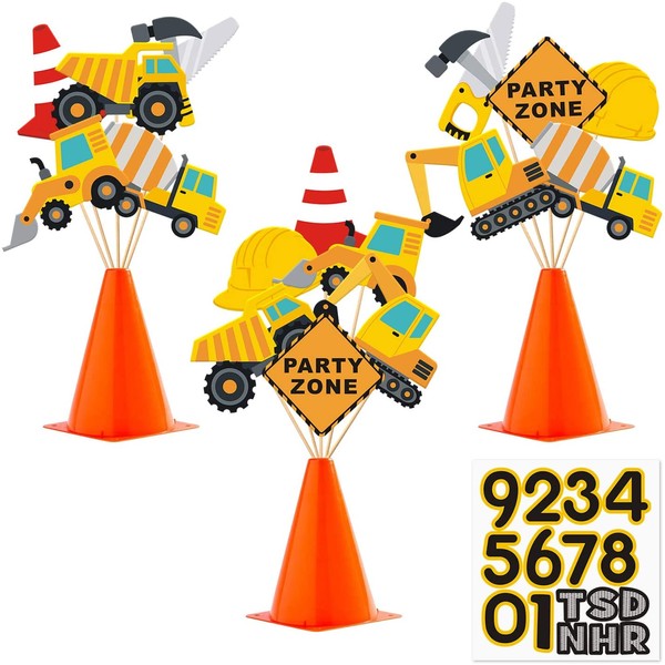 Faisichocalato Construction Party Centerpiece Dump Truck Car Cone Table Topper Decoration Zone Birthday Party Supplies