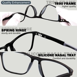 JixGien 2 Pack Reading Glasses for Men，TR90 Sports Style Blue Light Blocking Readers with Spring Hinge Sturdy Lightweight Eyeglasses(Black&Gradual Black，+2.00)