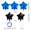 5Pcs Blue Black 18 Inch Foil Star Heart Balloons,Natural Latex