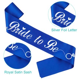 KETAOO Bride to Be Sash, Silver Foil Royal Blue Bachelorette Sash for Bridal Shower Favors Engagement or Wedding Party Accessories Hen Night Gifts