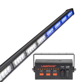 SolarBlast 38" 32W Blue White LED Traffic Advisor Light Bar with TA Controller Box - 12V Waterproof Directional Flashing Emergency Safety Warning Lightbar for EMS First Responder Fire Truck Vehicle