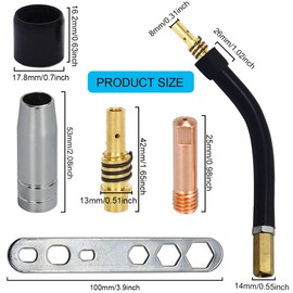 EATBALE Welding Contact Tips, MB15 15AK Contact Tip 0.8mm M6 Tips Holder Difuser Shield Cup for MB15 15AK MIG Welding Torch 25Pcs