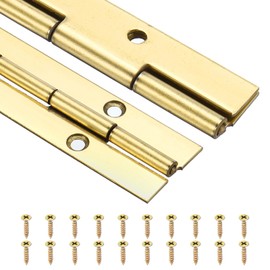 uxcell 2 Pack Piano Hinge, 12" Stainless Steel Continuous & Piano Hinges 1.2" Open Width 0.06'' Thick Heavy Duty Piano Hinges with Screws for Piano, Cabinets, Doors, Gold