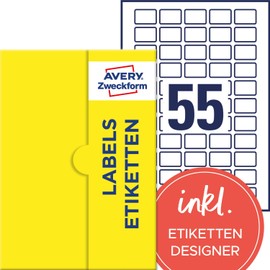 AVERY Zweckform AVERY Zweckform P3464-50 Universal Etiketten (2.750 Klebeetiketten, 30x20mm auf A4, Papier matt, bedruckbare Produktetiketten, selbstklebende QR-Code-Etiketten, individuelle Aufkleber) 50 Blatt, weiß