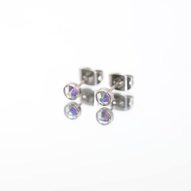 Artskin G23 Titanium Crystal Stud Earrings for Women Men Girls