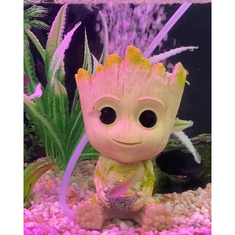 TEEMO Aquarium Groot Air Bubbler Decorations, Air Bubbler Resin Brown