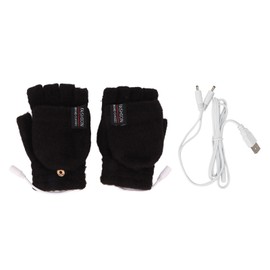 USB Heated Gloves Electric Half Hands Double Sided Heating Warm Laptop Gloves for Outdoor Indoor Black