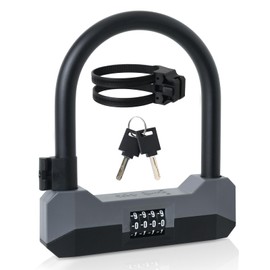 LOHASWORK Bike Locks Heavy Duty Anti Theft,Combo Bike U Lock with 2 Keys,18mm Shackle,4-Digit Resettable Combination Bicycle Lock with Sturdy Mounting Bracket for EBike Electric Scooter Motorcycle