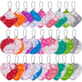 Gytera 27 Pcs Mini Pop Fidget Toys Adults, Simple Pop Keychain Bulk Push Bubble Sensory Stress Relief Toys for Kids, Small Pop Key Chain Decorations Gift for Kids Basket Stuffers Filler
