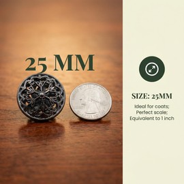 KGCGJVB 8Pcs Black Buttons Vintage Metal Large Fancy Button Set for Clothes Coat Women Retro Double Layer Openwork Sewing Shank Accessories 1inch/25mm
