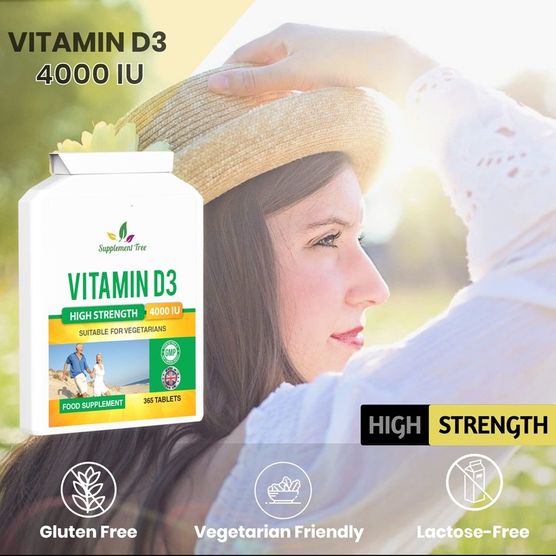 Vitamin D 4000IU 365 Vegetarian Tablets | High Strength Cholecalciferol