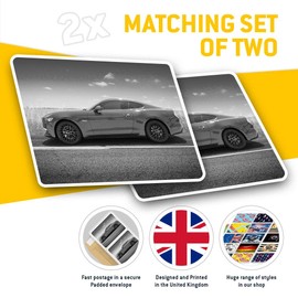 Rectangle Stickers(Set of 2) 7.5cm BW - Muscle Car Automobile Fun Decals for Laptops,Tablets,Luggage,Scrap Booking,Fridges, #41250