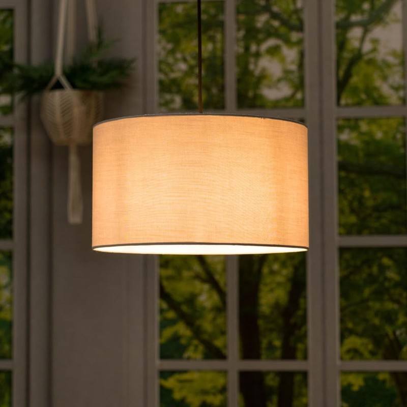MiniSun | Medium Modern Grey Fabric Drum Light Shade |