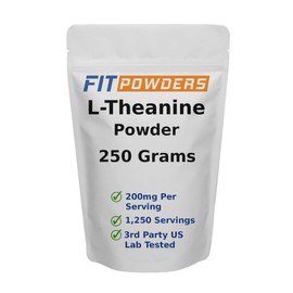 FitPowders L-Theanine Powder 250g – Pure Supplement, Scoop Included, Non-GMO, Vegan, Gluten-Free