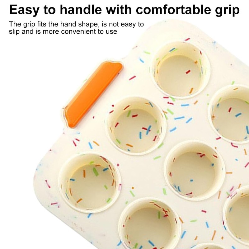 NOWHYX Silicone Muffin Pan,12 Cups Muffin Baking Pan with Handle