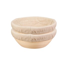 9 Inch Banneton Bread Proofing Basket Set of 2, Ideal Baking Bowl for Sourdough and Yeast Bread Dough, Round 9 Inch Sourdough Starter Kit for Sourdough Bread Baking with Liner Cloth