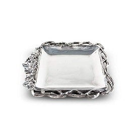 Arthur Court Designs Aluminum Grape Open Vine Square Tray 12"