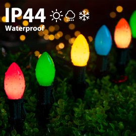 C9 Christmas Pathway Lights Outdoor - 25.7 Feet 20 Ceramic Multicolored Bulbs Walkway Lights with 20 Marker Stakes, Waterproof Connectable C9 Lights for Sidewalk Lane Outside Yard Decorations