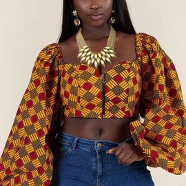 JKJF African Bib Choker Necklaces Earring Sets Chunky Tribal Style Statement Necklace African Layered Collar Necklace for Women - Gold