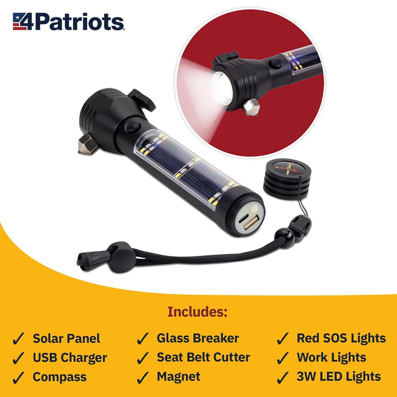 4Patriots HaloXT Rechargeable LED Flashlight, Ultra-Powerful 2000 mAh Battery, 3