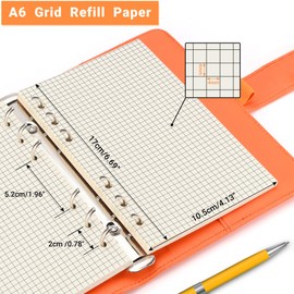 Refill Paper for A6 6 Ring Binder Notebook - Ideal for Office, School, Home, Creative Projects and Daily Planning, 100 GSM Squared, 80 Sheets, Fits A6 6-Ring