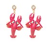 CYV Boho Lobster Crawfish Animal Statement Dangle Stud Earrings for