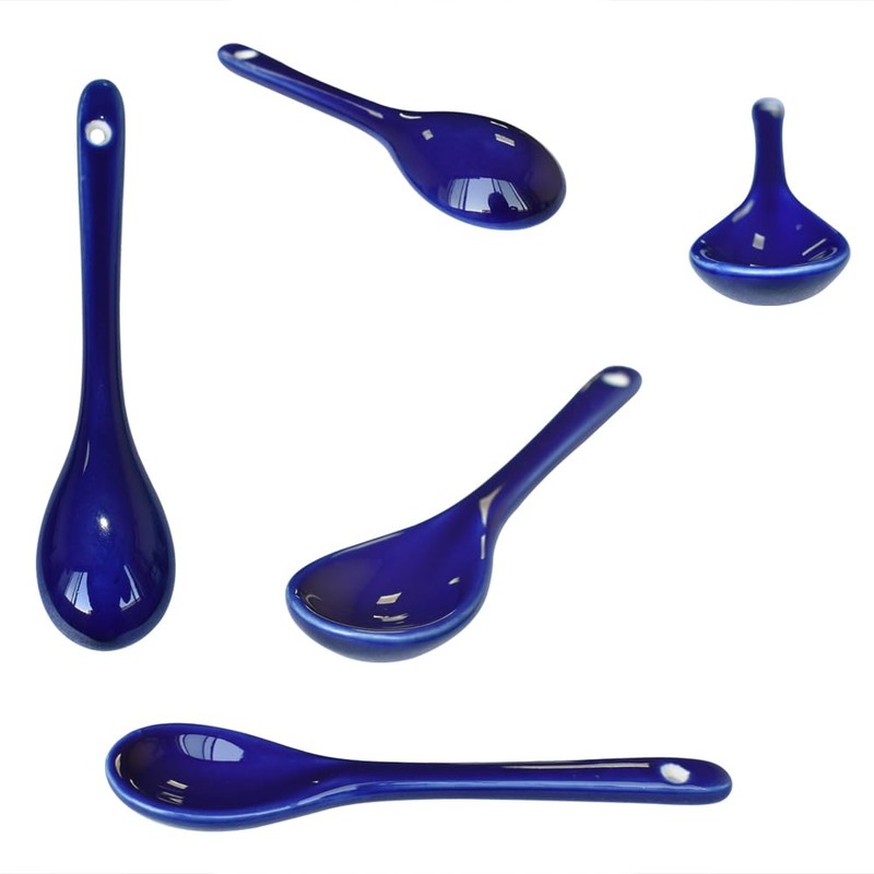 Pirhosigma 8 Color Porcelain Egg Spoons Ceramic Spoons 5 inch