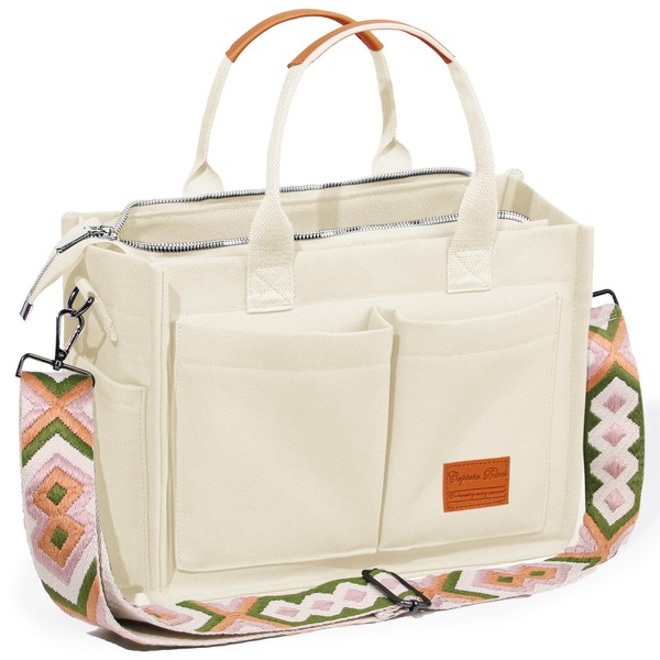 Captain Blues Canvas Tote Bags for Women, Multi-Pocket Tote Bag