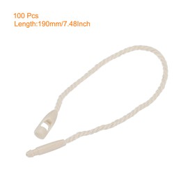 MECCANIXITY Polyester Rope Hang Tag String Snap Lock Pins Loop Price Tag Fastener Plastic Tags Ties 120mm/7.42 Inch Length,1mm/0.04 Inch Dia,Pack of 100,Beige