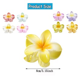 MEISO Pack of 8 Flower Hair Clips, Plumeria Flower Hair Claw Clips, Hair Clips Ladies, Flower Hairpin Trendy Hair Pin Non-Slip Plastic Hair Clips for Women Girls Hair Styling Accessories