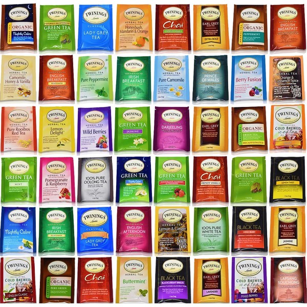 Twinings Tea Bags Sampler Assortment Variety Pack Gift Box - 48 Count - Perfect Variety - English Breakfast, Green, Black, Herbal, Chai Tea and more …