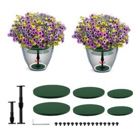 2 Pack Adjustable Height Planter Inserts for Large Pots, 7.5-12" Rise Wooden Planter Fillers Risers for Inside Pots, Planter Lift Insert for Tall Square Round Taper Planter (6"8"10" Base or Top)