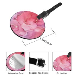 TKS MITLAN Marble Luggage Tags for Suitcases Abstract Golden Swirl Dye Art Leather Baggage Suitcases Tag Name ID Label Privacy Cover Travel Bag Tags for Women Men Boys Girls(Round 1 Pack)