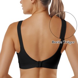 Vertvie Women's 1/2/3 Set Sports Bra Plain Without Underwire Bustier Classic Comfortable Stretch Bra Medium Hold Padded Feel-Good Bra - 2 x black Plain, size: xxl