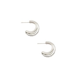 Kendra Scott Livy Rhodium-Plated Huggie Earrings in White Crystal