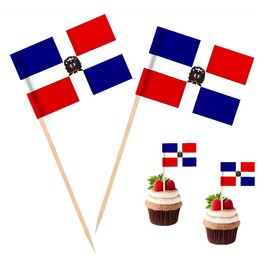 100 Pcs Dominican Republic Toothpick Flag Dominican National Small Mini Cocktail Fruit Cupcakes Toppers Food Stick Flags Decorations ﻿