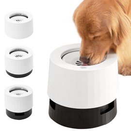 Pawque Raised 95oz Slow Drinking Dog Water Bowl No Spill for Medium Large Breed, Single Elevated Stainless Steel Water Bowl with Floating Disc, Stable Sturdy Base and Snap on Adjustable Height Stand