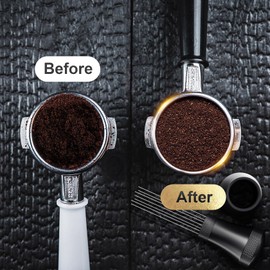 Foonii Wdt Tool, Removable Coffee Distributor with Stand with 7 Espresso Needles 0.3 mm, Aluminium Wdt Tool Espresso Coffee Distributor, Gifts for Baristas (Black)